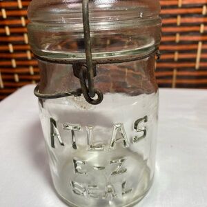 Vintage Atlas E-Z Seal Glass Jar Wire Bail Lid